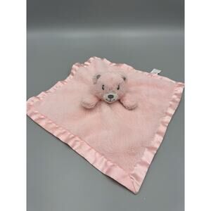 Beilimu Pink Teddy Bear Lovey Plush Security Blanket Satin Trim Stuffed READ